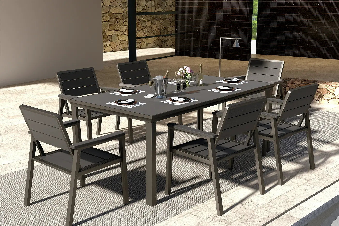 HDPE Outdoor Dining Set for 6