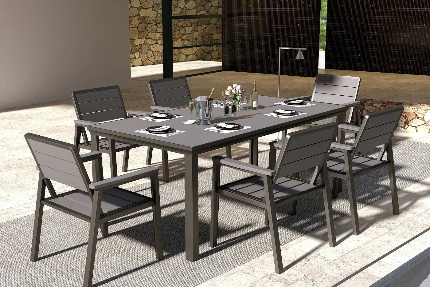 HDPE Outdoor Dining Set for 6