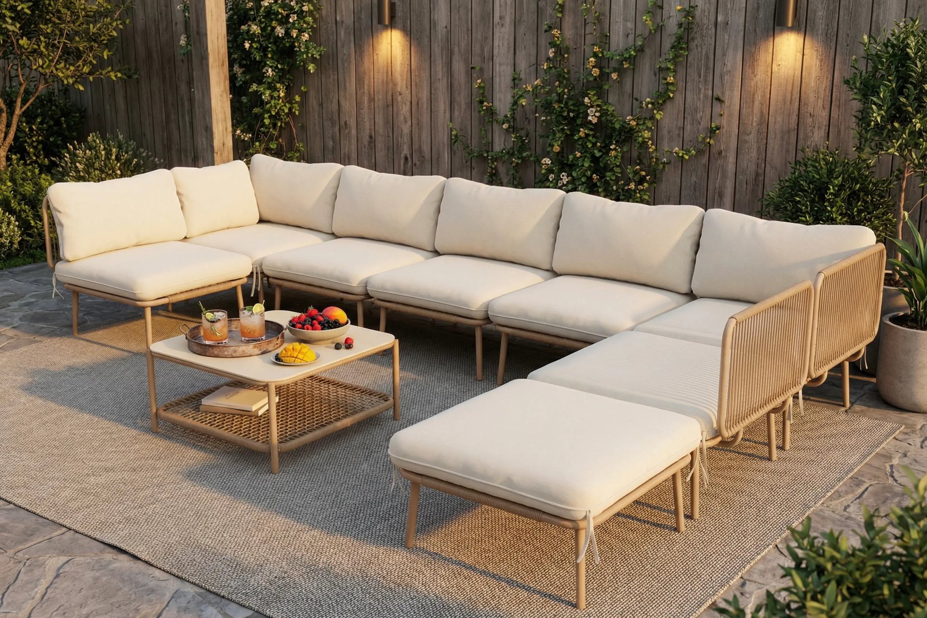 Modular Rope-Woven L-Shaped Sofa