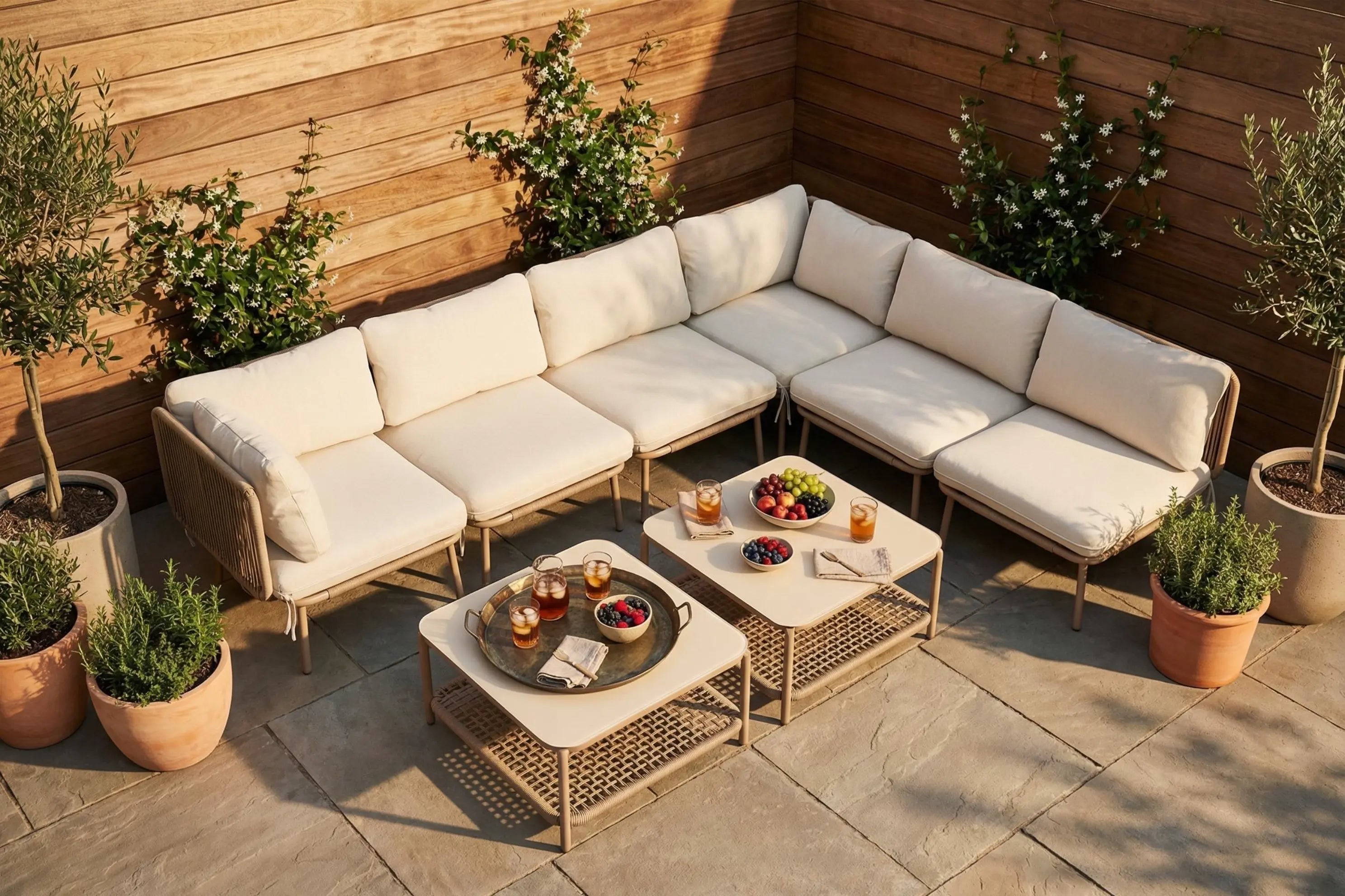 Modular Rope-Woven L-Shaped Sofa