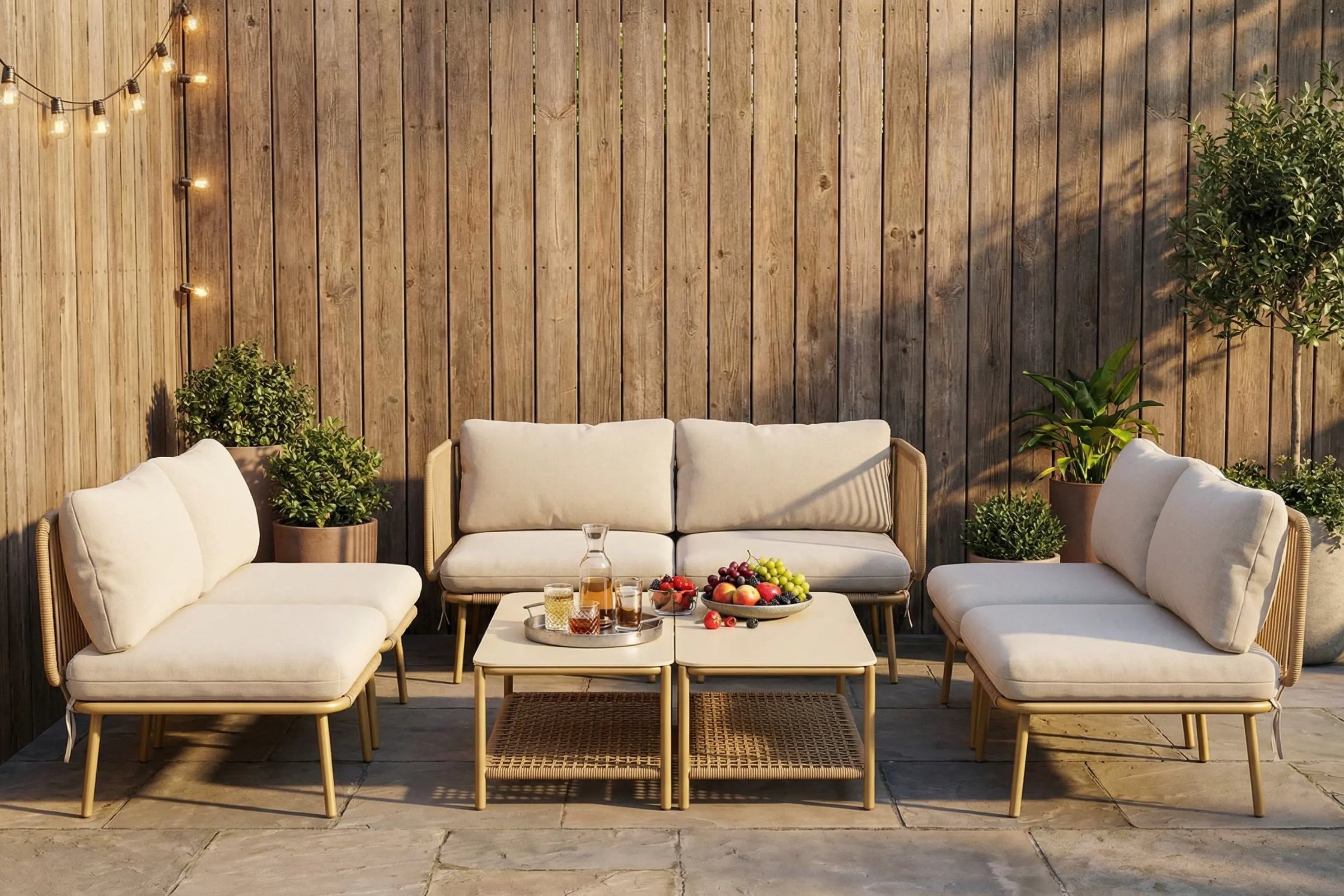 Modular Rope-Woven L-Shaped Sofa