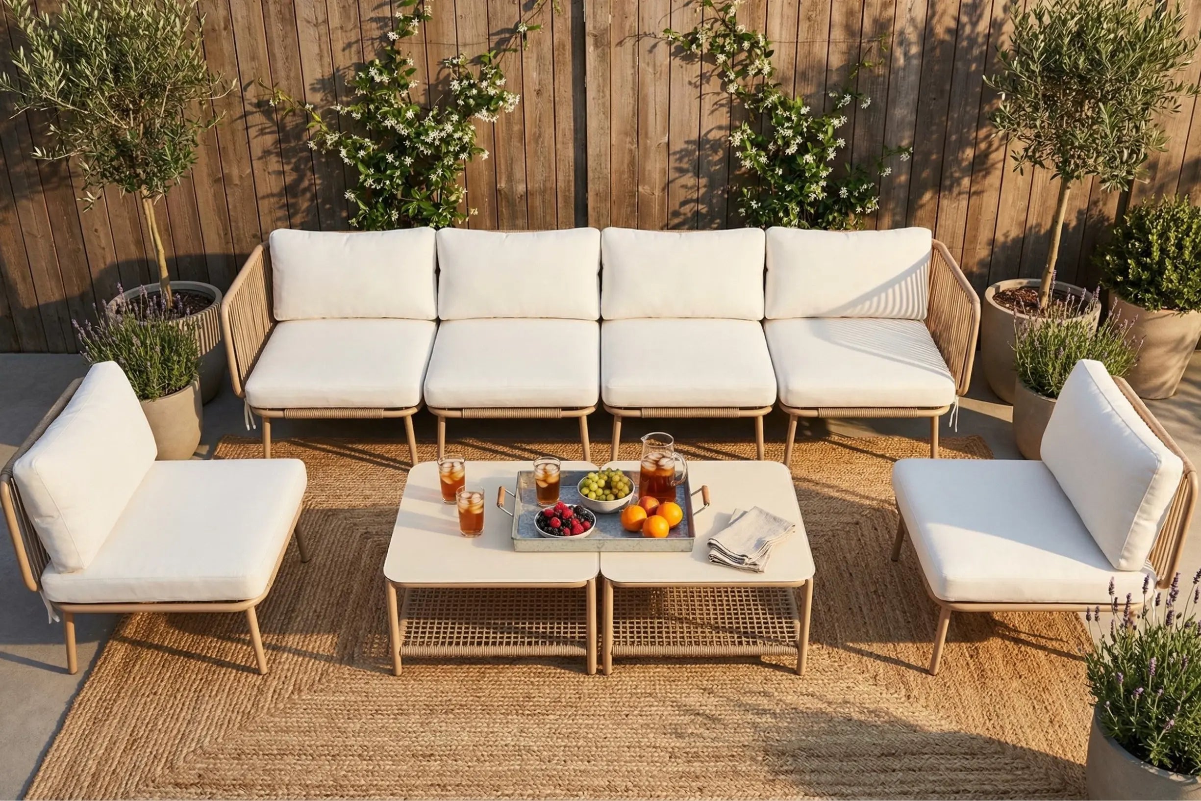 Modular Rope-Woven L-Shaped Sofa