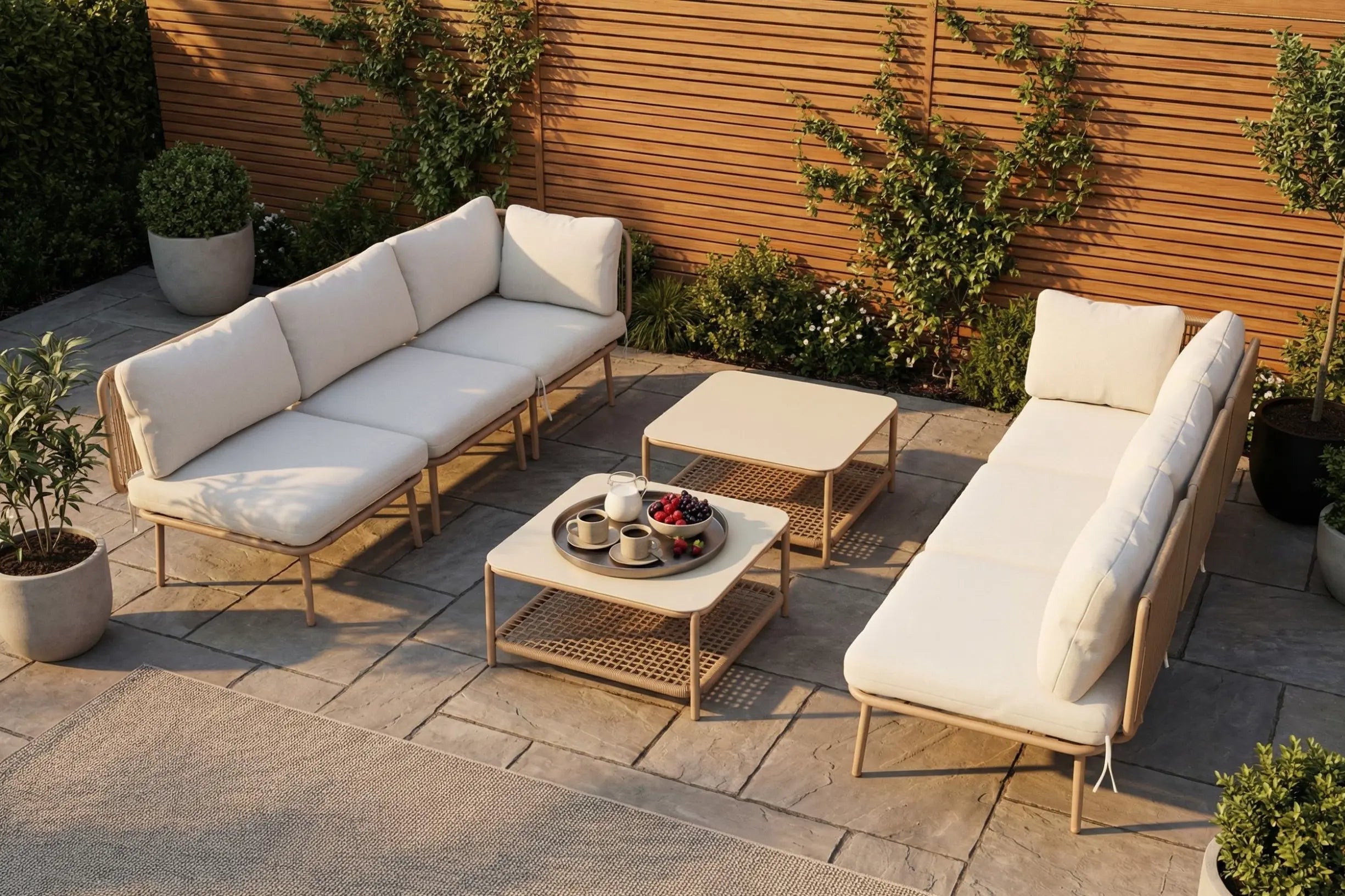 Modular Rope-Woven L-Shaped Sofa