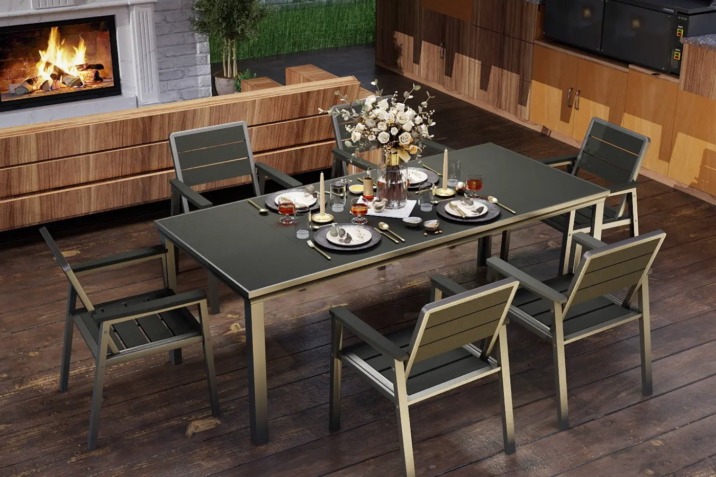 7 Piece Metal Frame Dining Set