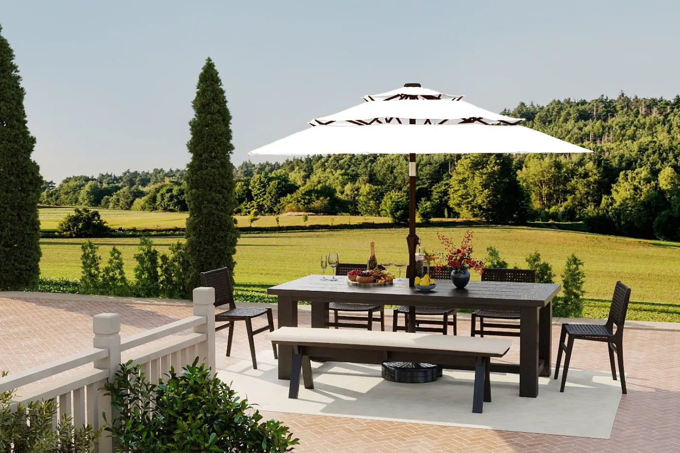 Fiberglass 3-Tier Patio Umbrella