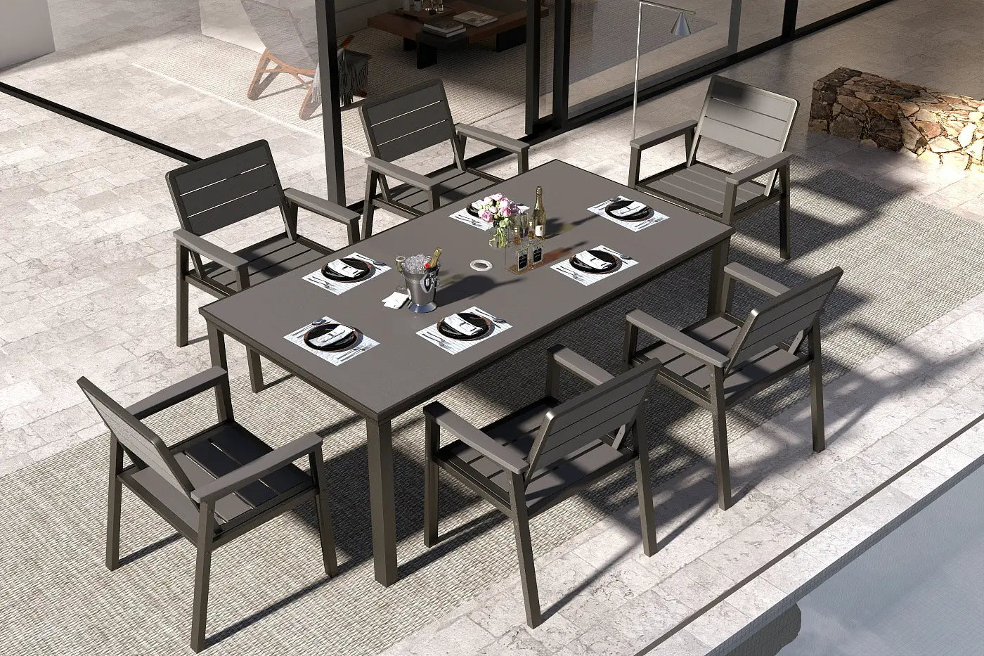 HDPE Outdoor Dining Set for 6