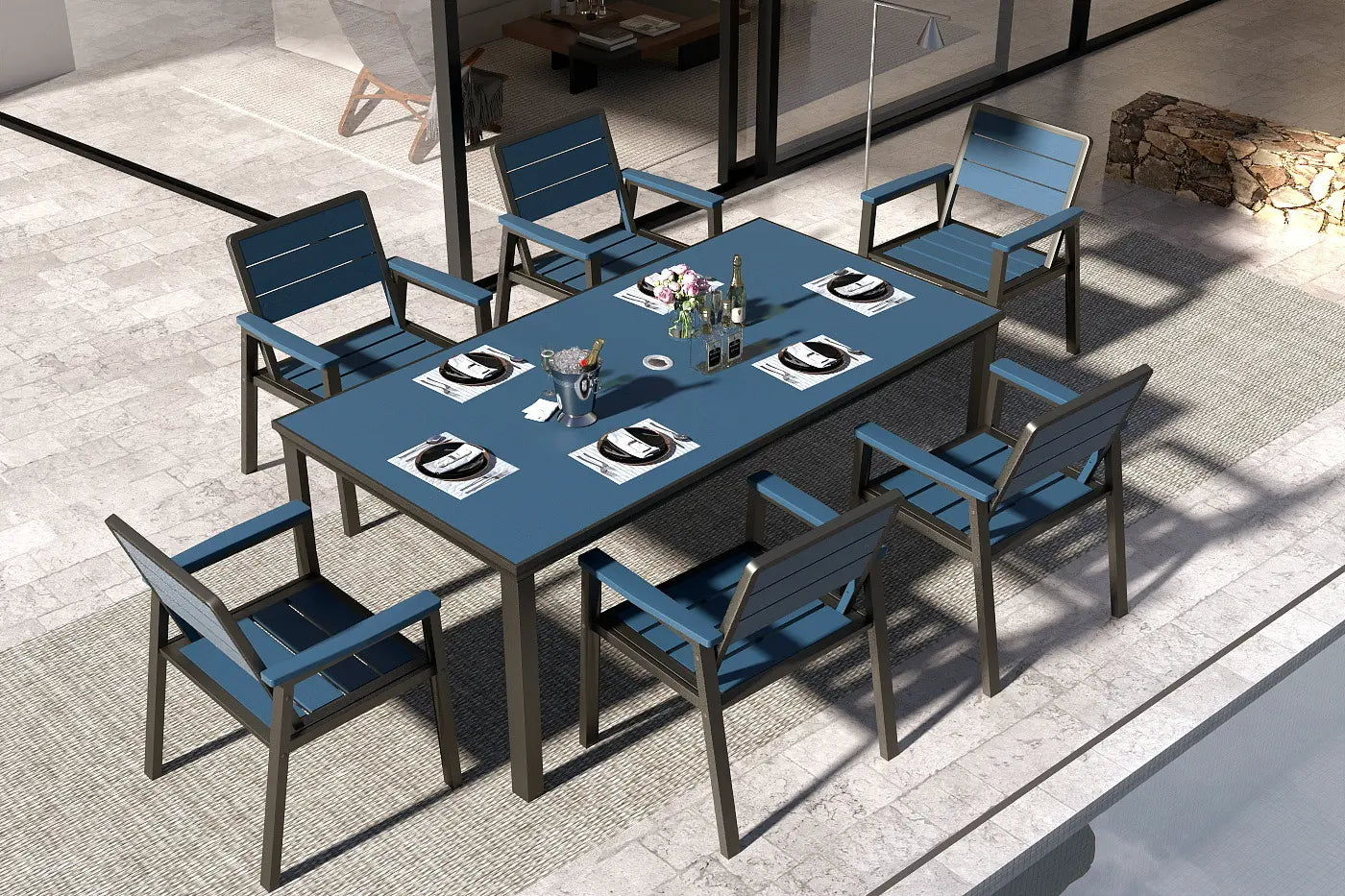 HDPE Outdoor Dining Set for 6