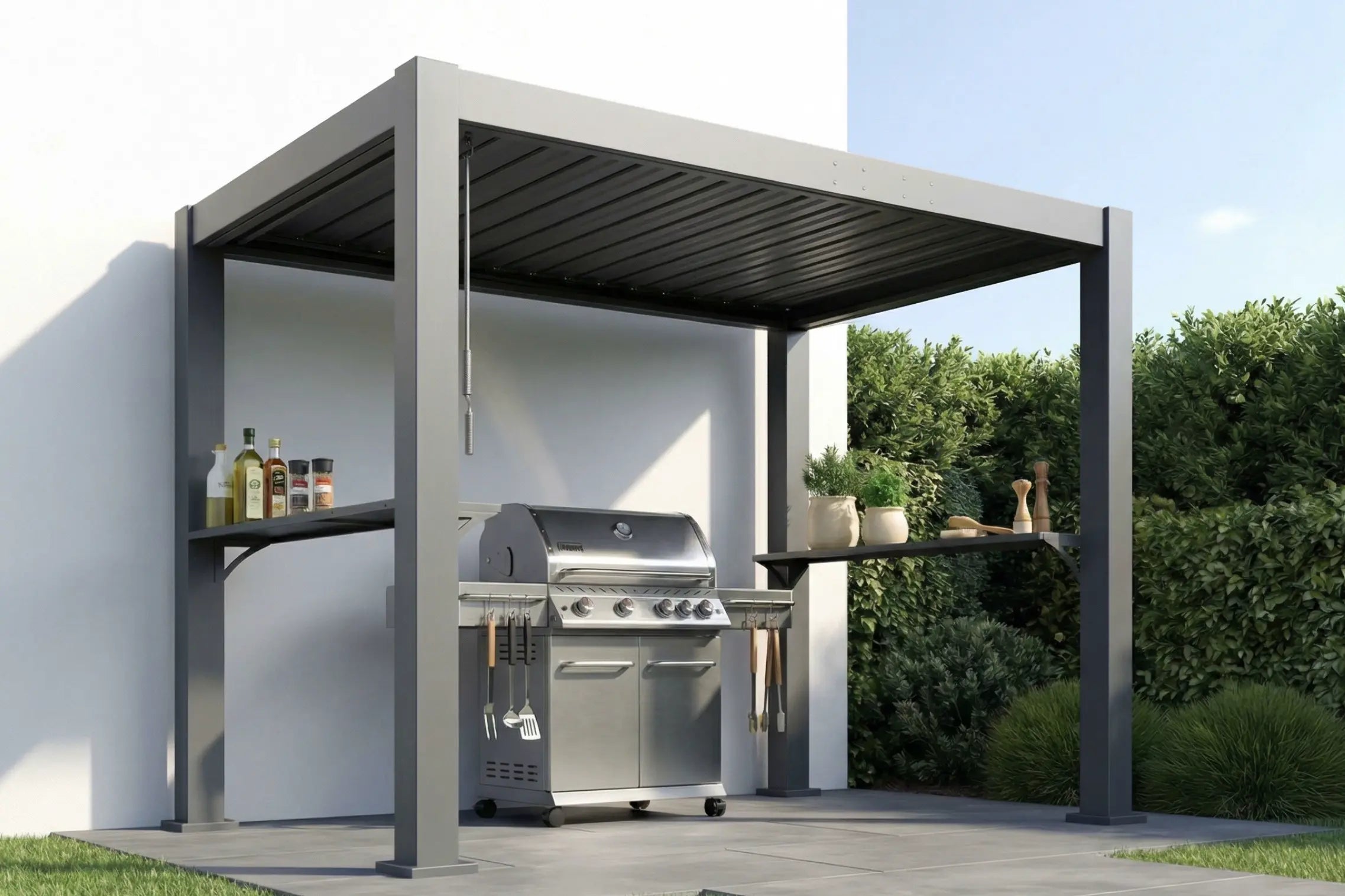 Louvered BBQ Pergola