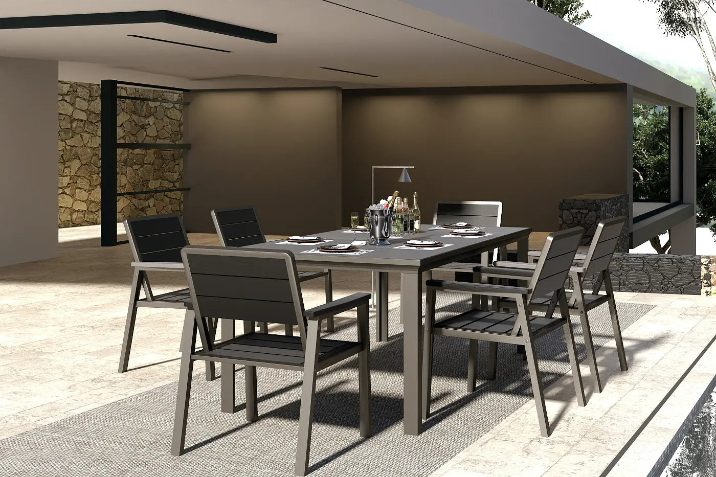 HDPE Outdoor Dining Set for 6