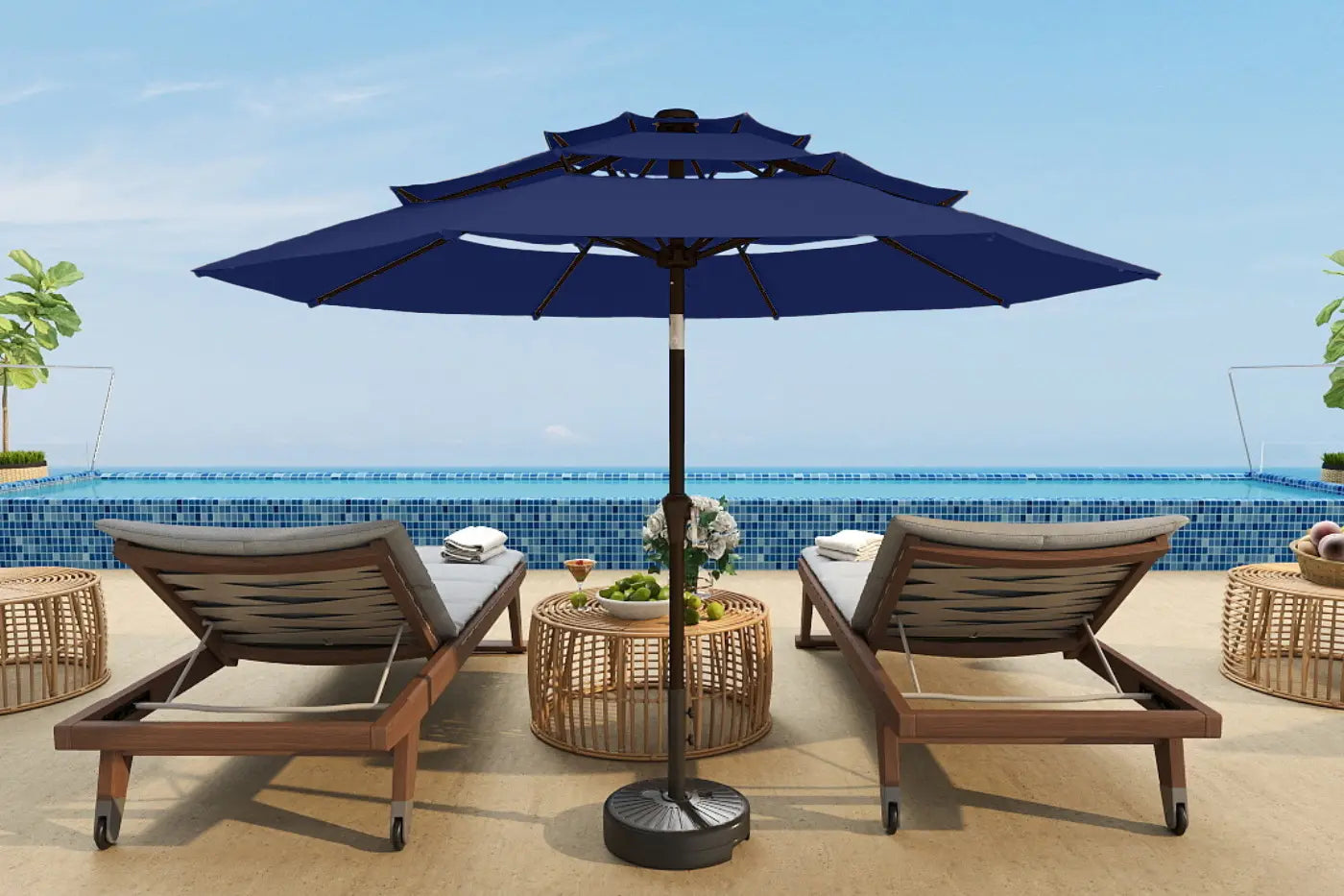 Fiberglass 3-Tier Patio Umbrella