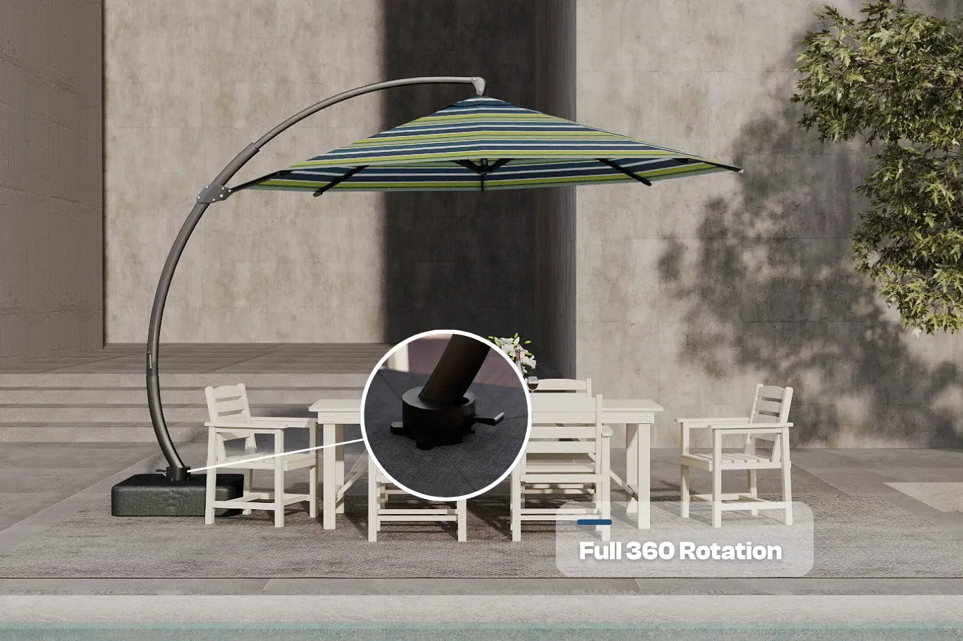Acrylic Fabric Cantilever Umbrella with Base