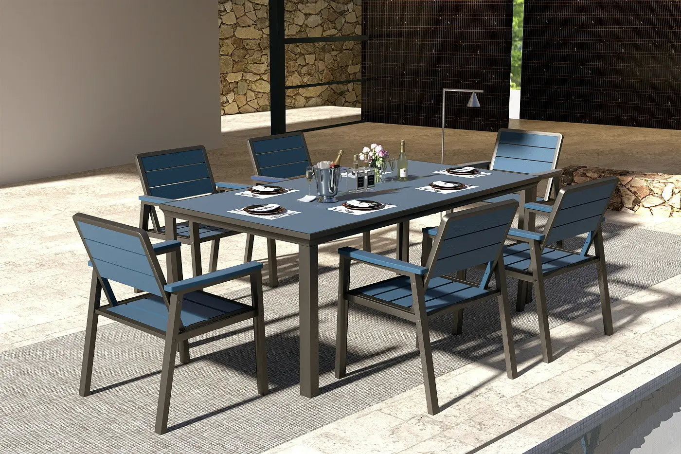 HDPE Outdoor Dining Set for 6