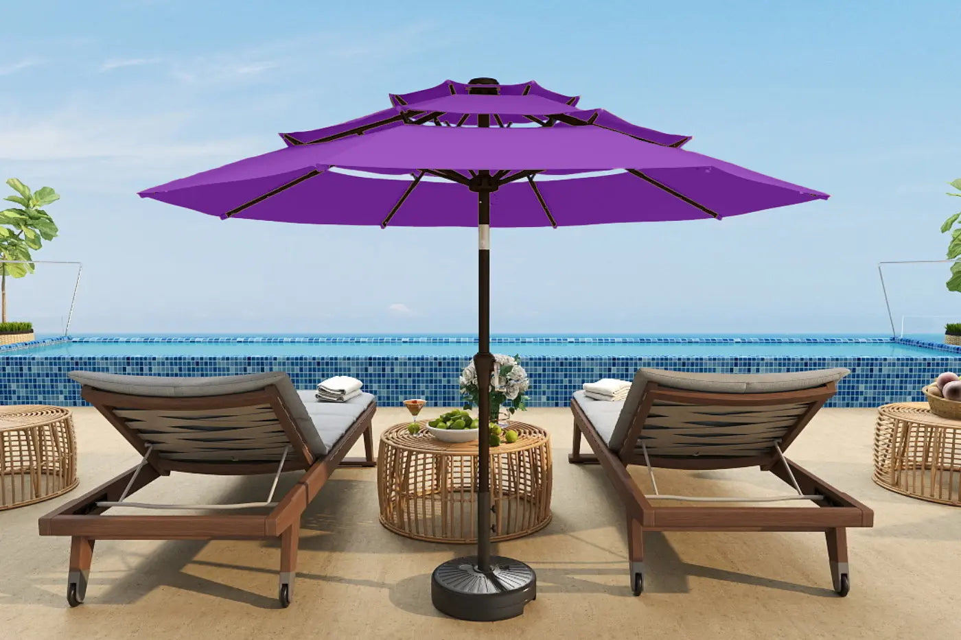 Fiberglass 3-Tier Patio Umbrella