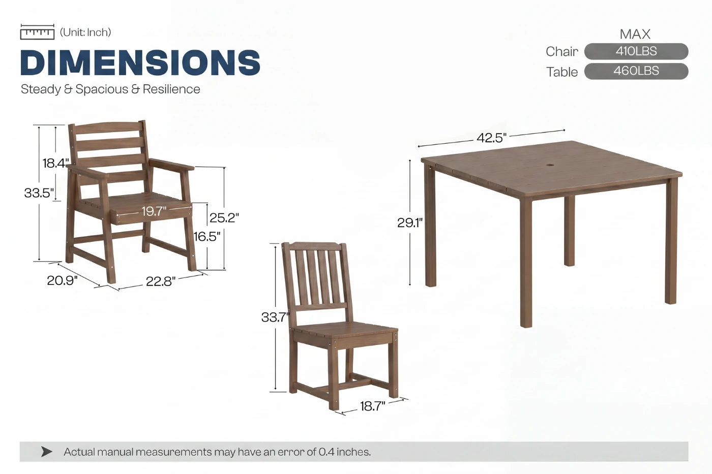 HDPE Square Outdoor Dining Set