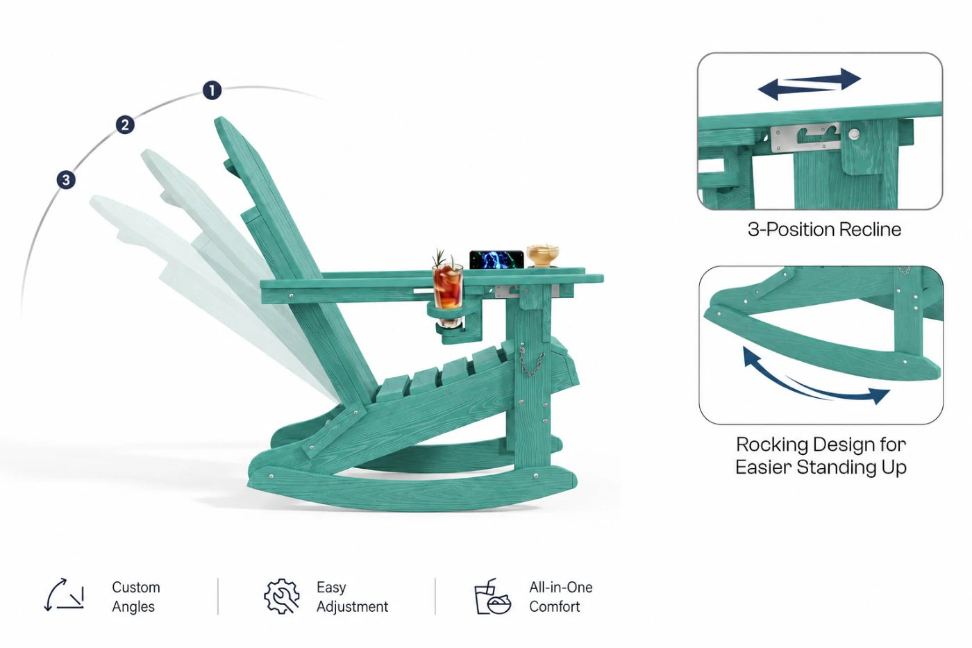 Multifunctional Adirondack Rocking Chair