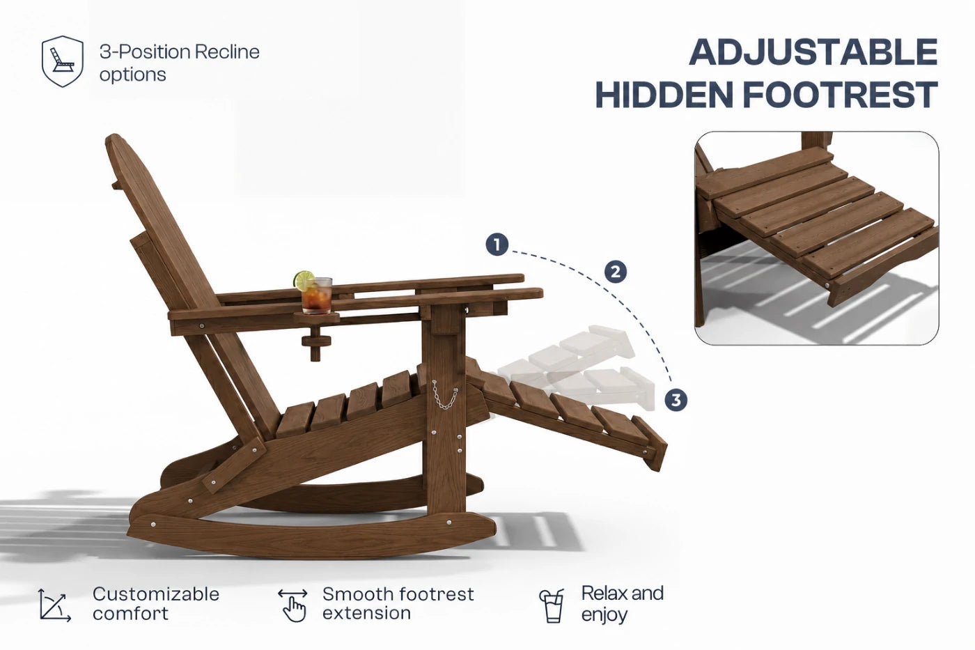 Multifunctional Adirondack Rocking Chair