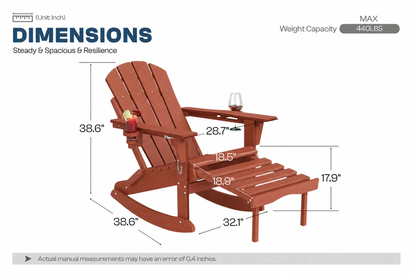 Multifunctional Adirondack Rocking Chair