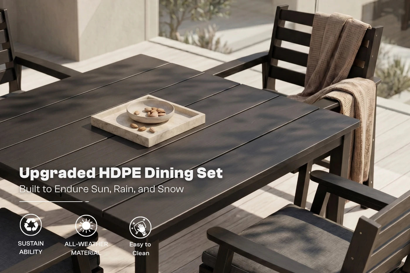HDPE Square Outdoor Dining Set