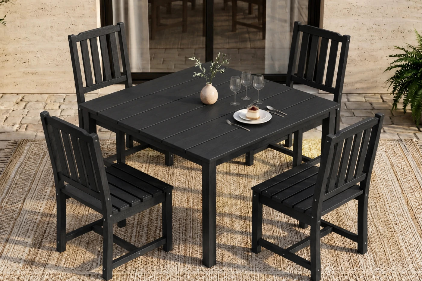 HDPE Square Outdoor Dining Set