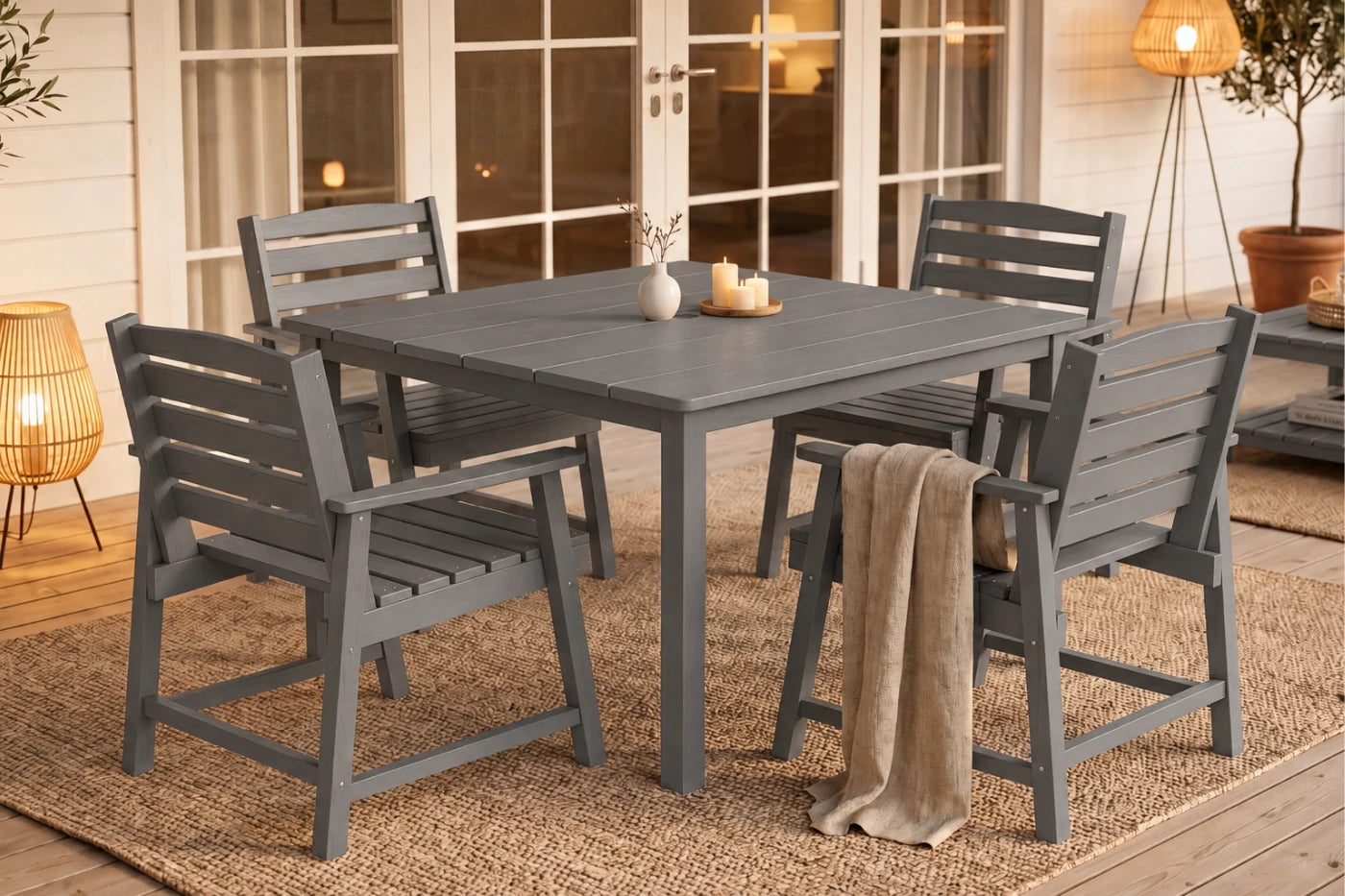 HDPE Square Outdoor Dining Set