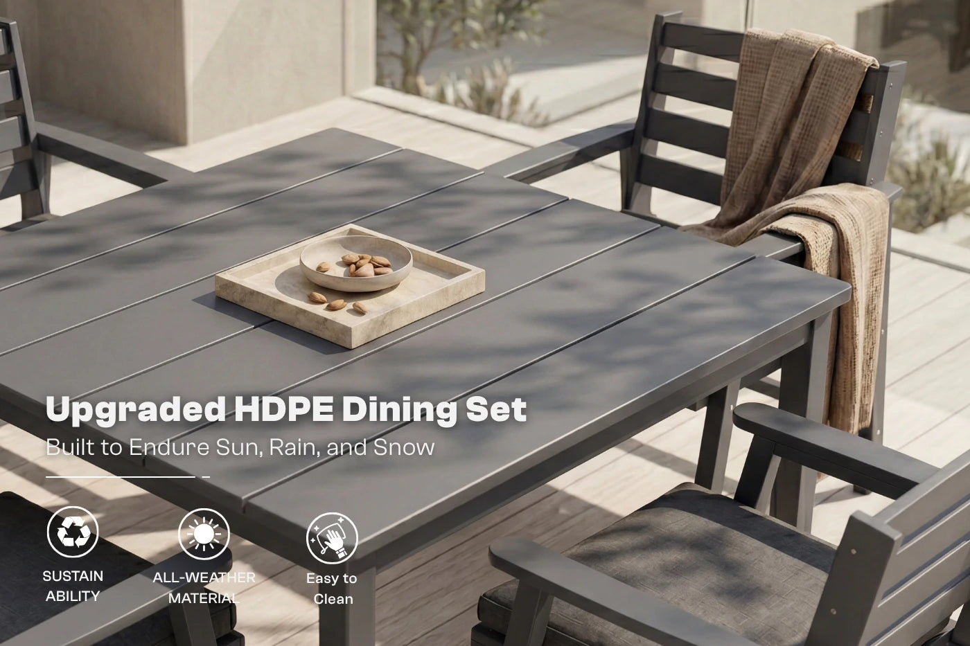 HDPE Square Outdoor Dining Set
