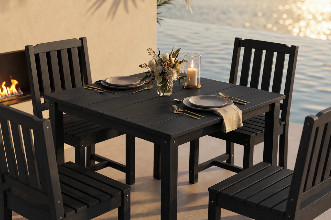 Perli™ HDPE Square Outdoor Dining Set