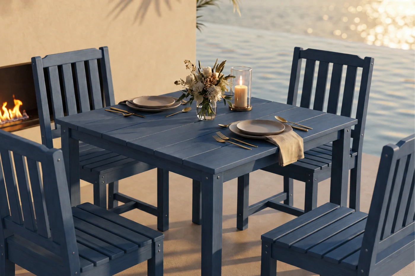 Perli™ HDPE Square Outdoor Dining Set