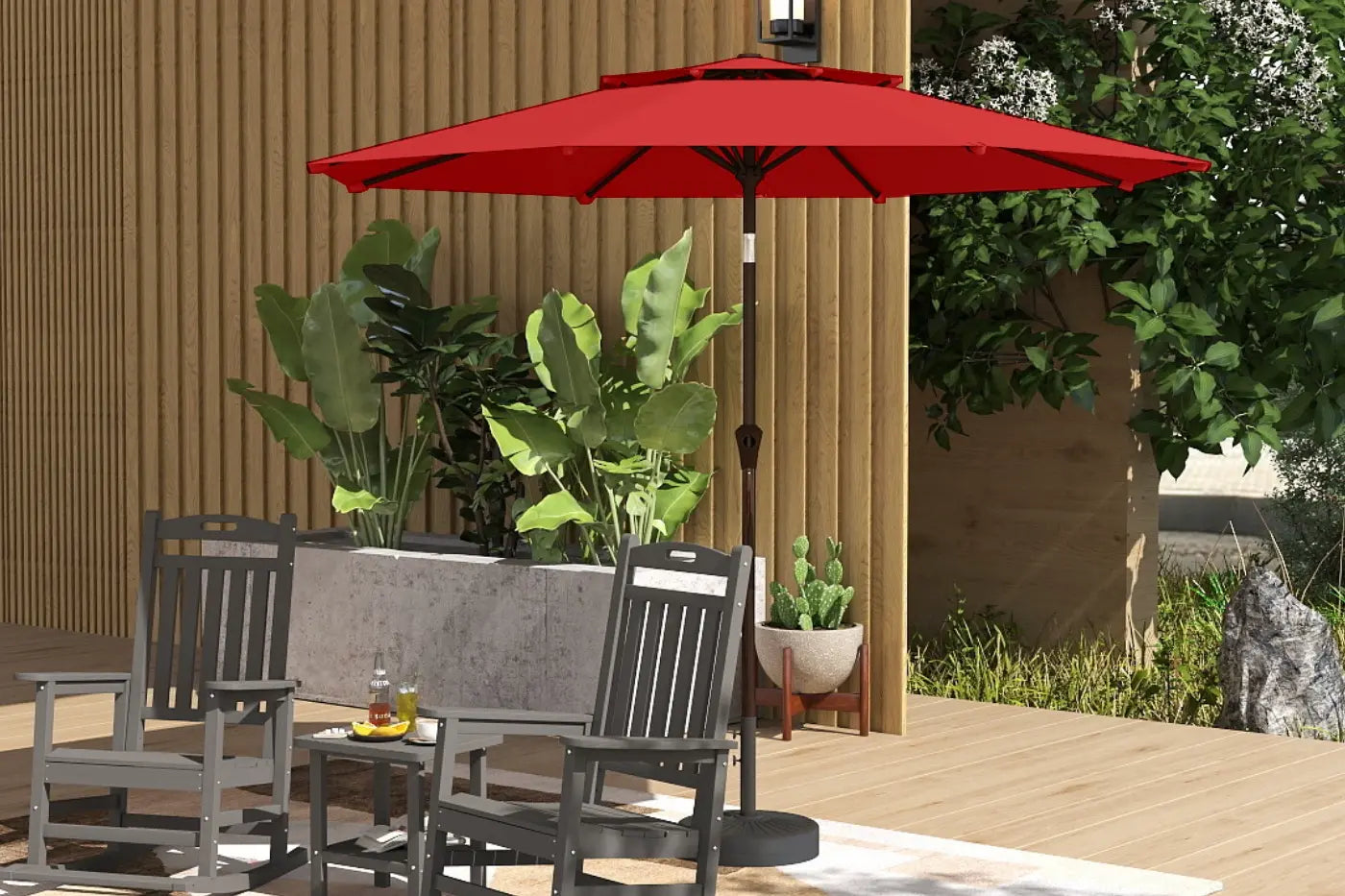 Double Top Patio Umbrella - Push Button Tilt