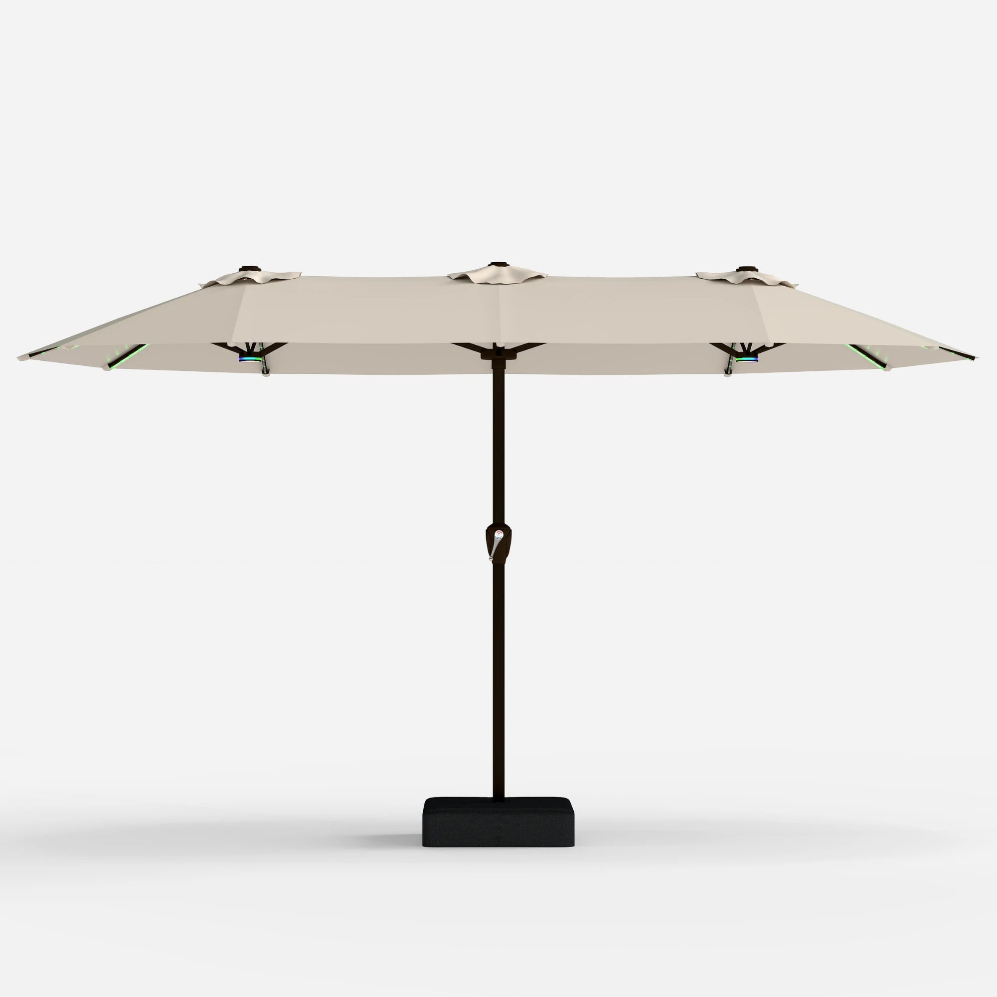 Double-Sided Patio Umbrella with Base & RGB LED Lights