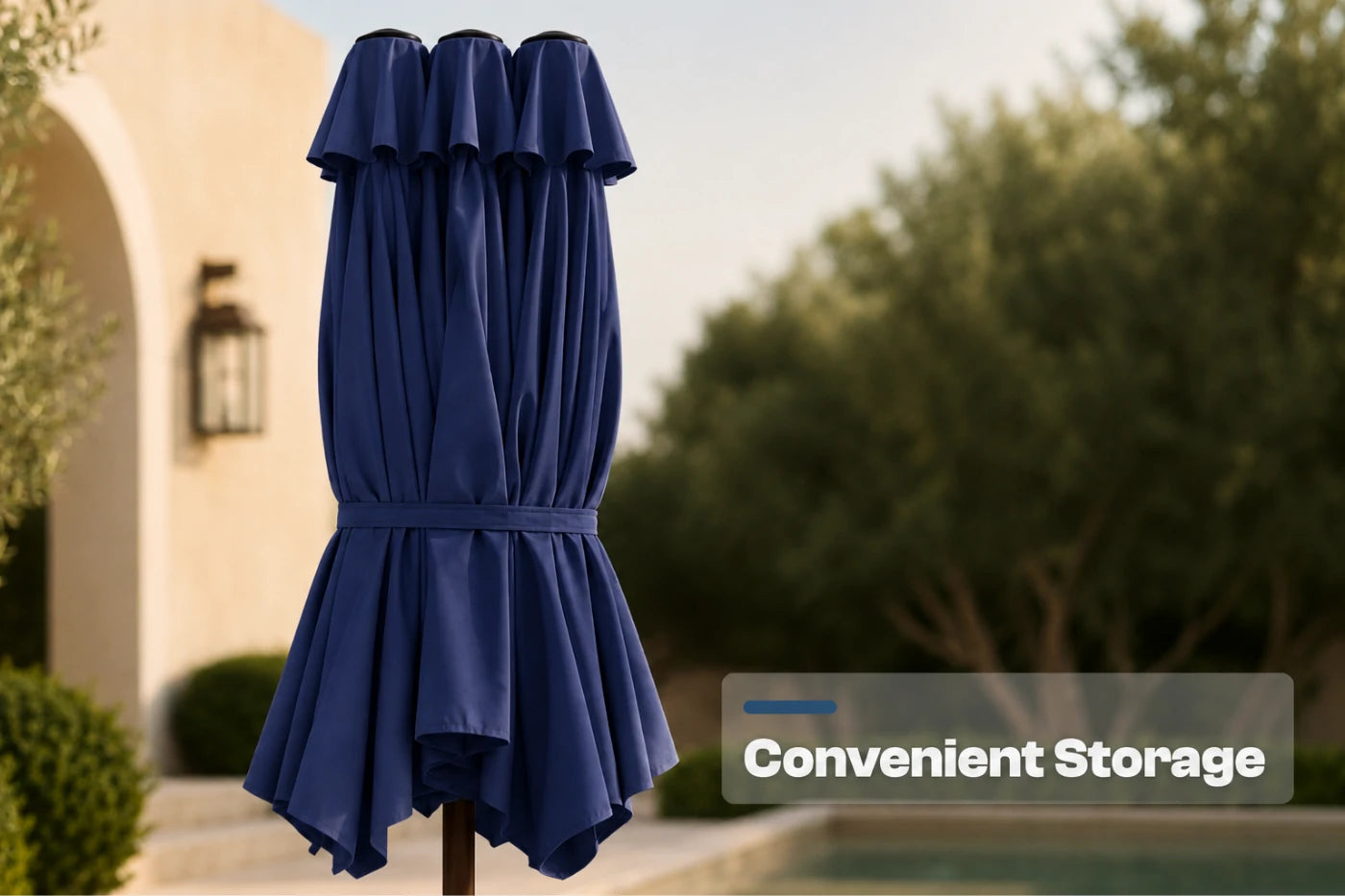 Double-Sided Patio Umbrella with Base & RGB LED Lights
