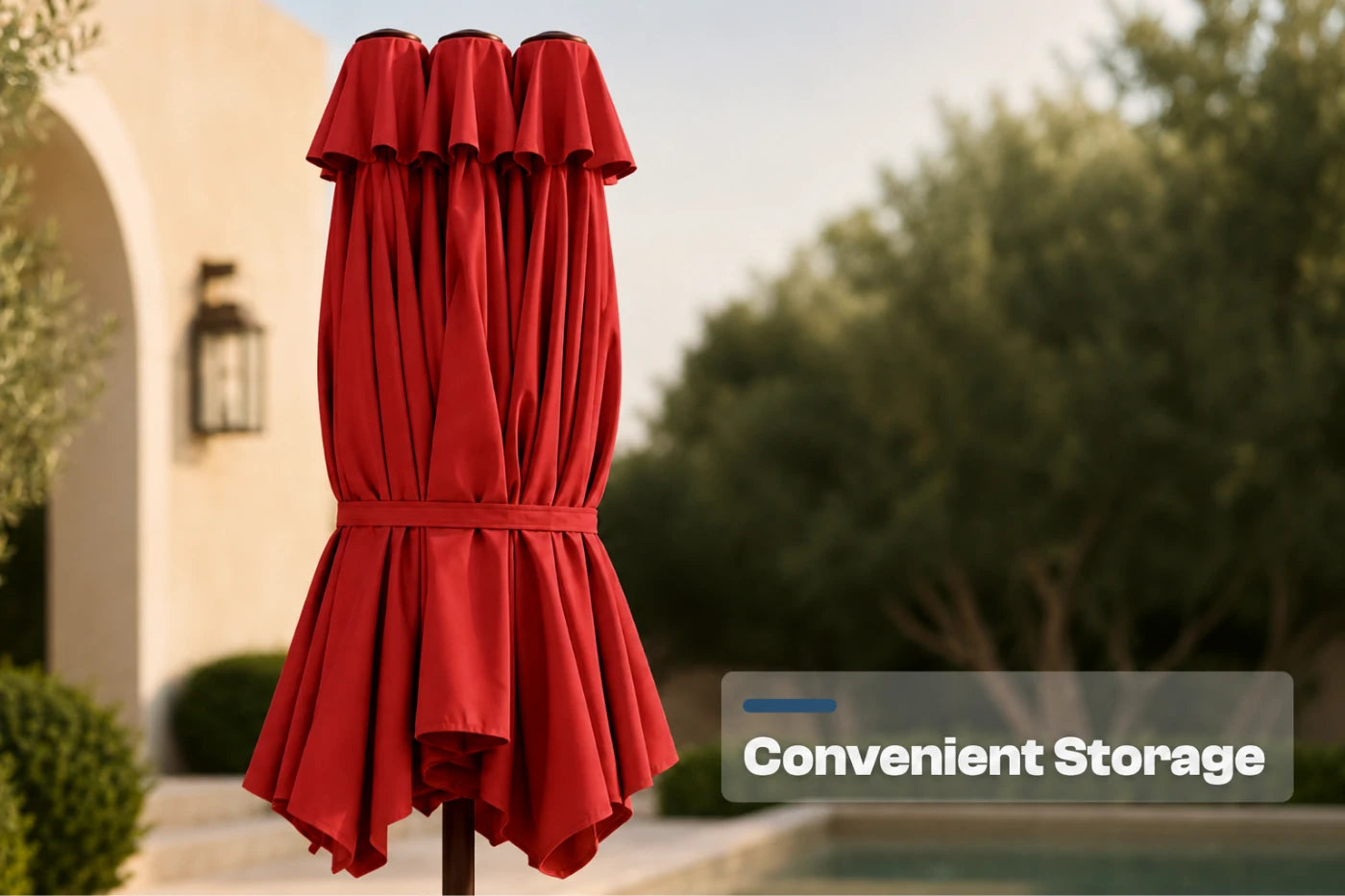 Double-Sided Patio Umbrella with Base & RGB LED Lights
