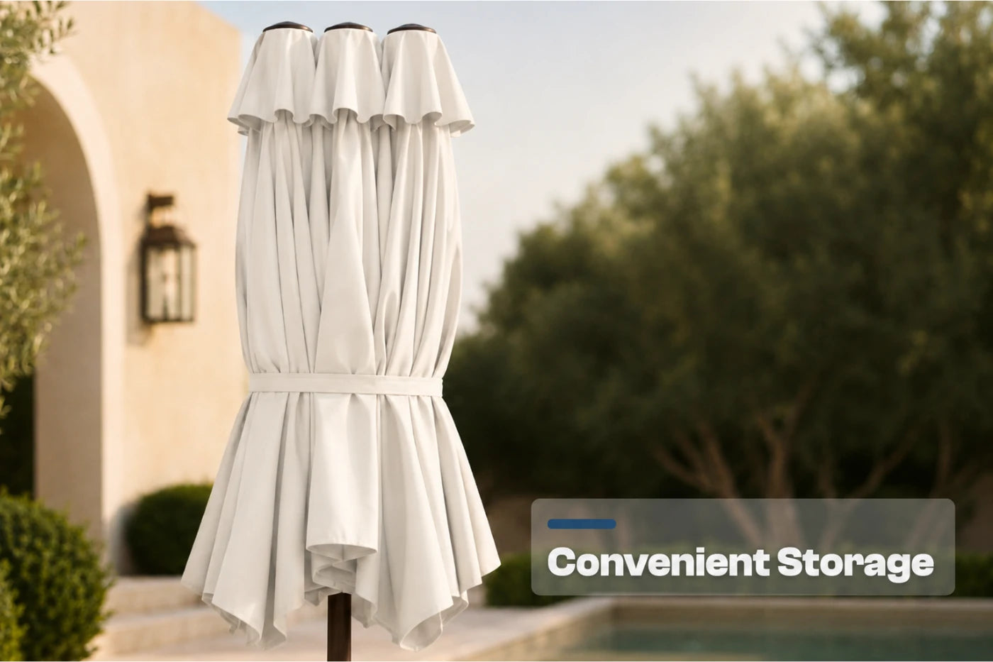 Double-Sided Patio Umbrella with Base & RGB LED Lights