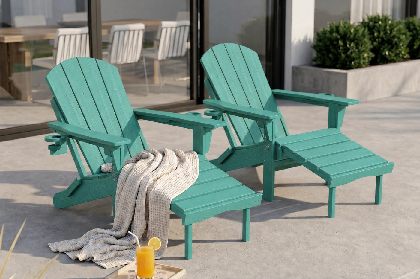 HDPE Reclining Adirondack Chair with Footrest
