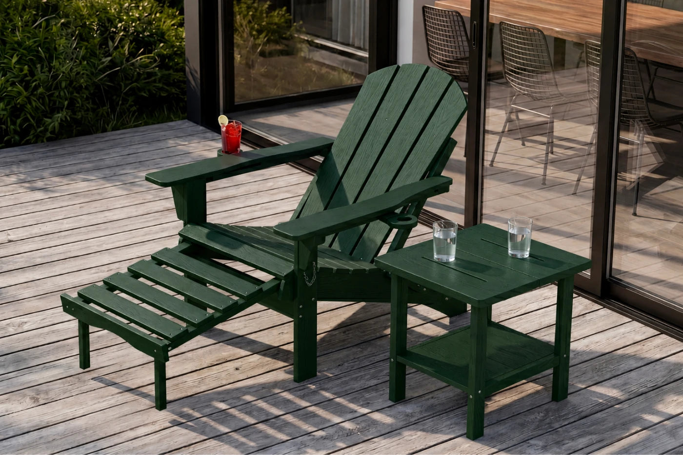 HDPE Reclining Adirondack Chair with Footrest