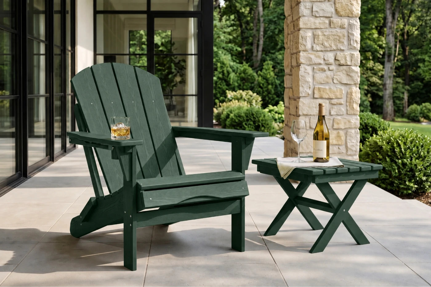 HDPE Reclining Adirondack Chair with Footrest