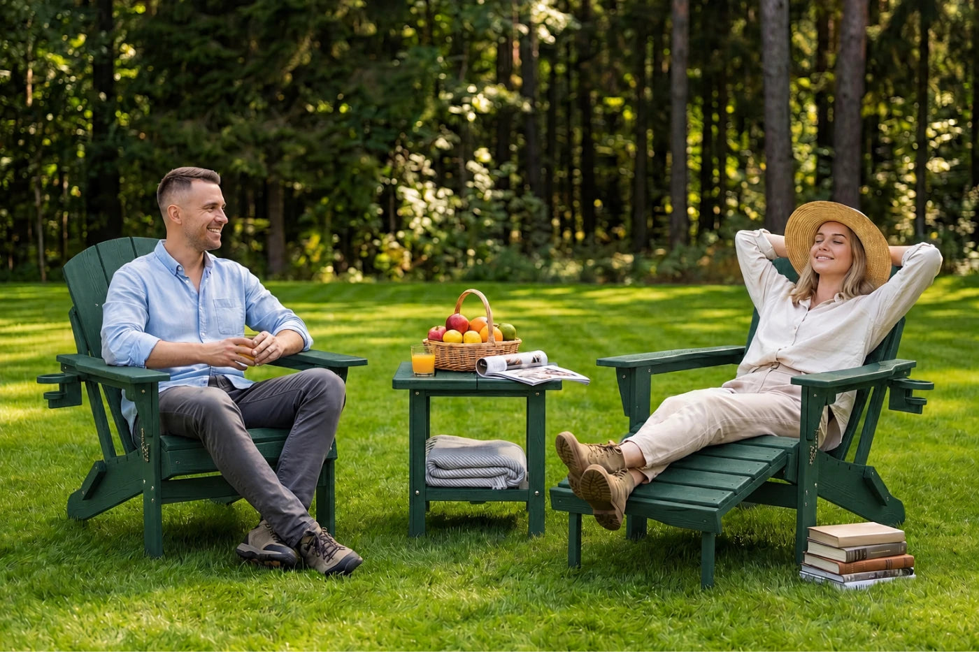 HDPE Reclining Adirondack Chair with Footrest