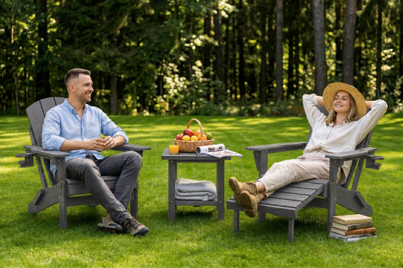 HDPE Reclining Adirondack Chair with Footrest