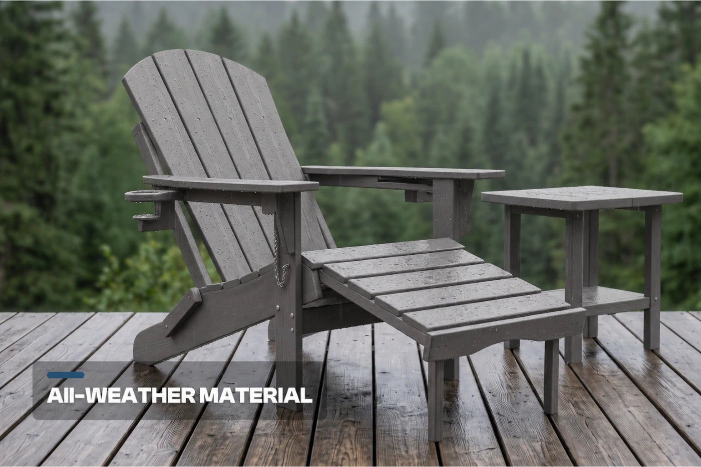 HDPE Reclining Adirondack Chair with Footrest