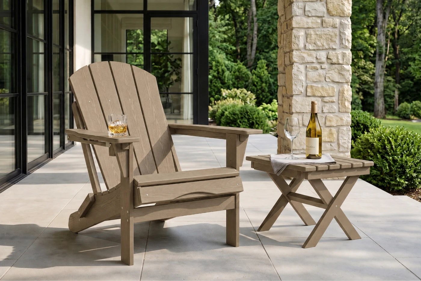 HDPE Reclining Adirondack Chair with Footrest