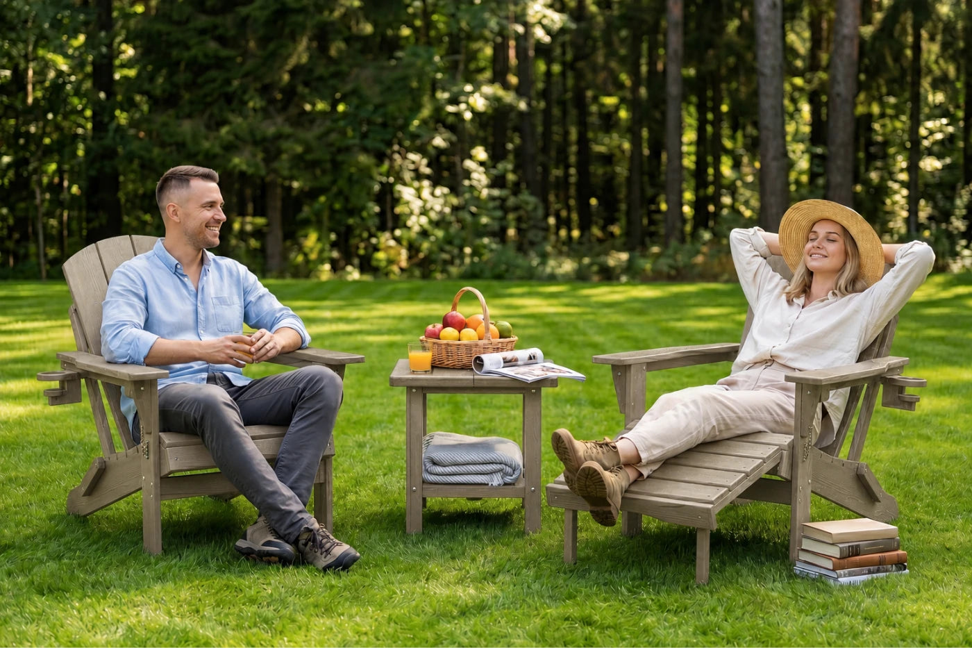 HDPE Reclining Adirondack Chair with Footrest