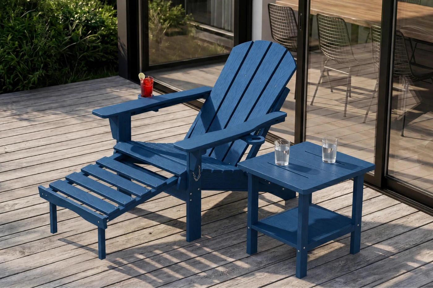 HDPE Reclining Adirondack Chair with Footrest