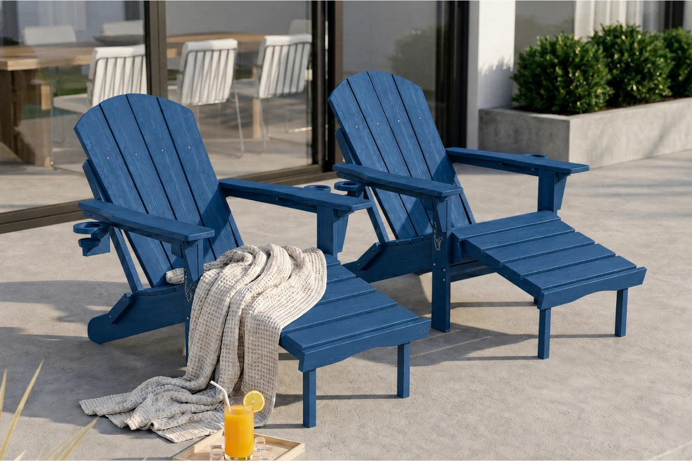 HDPE Reclining Adirondack Chair with Footrest