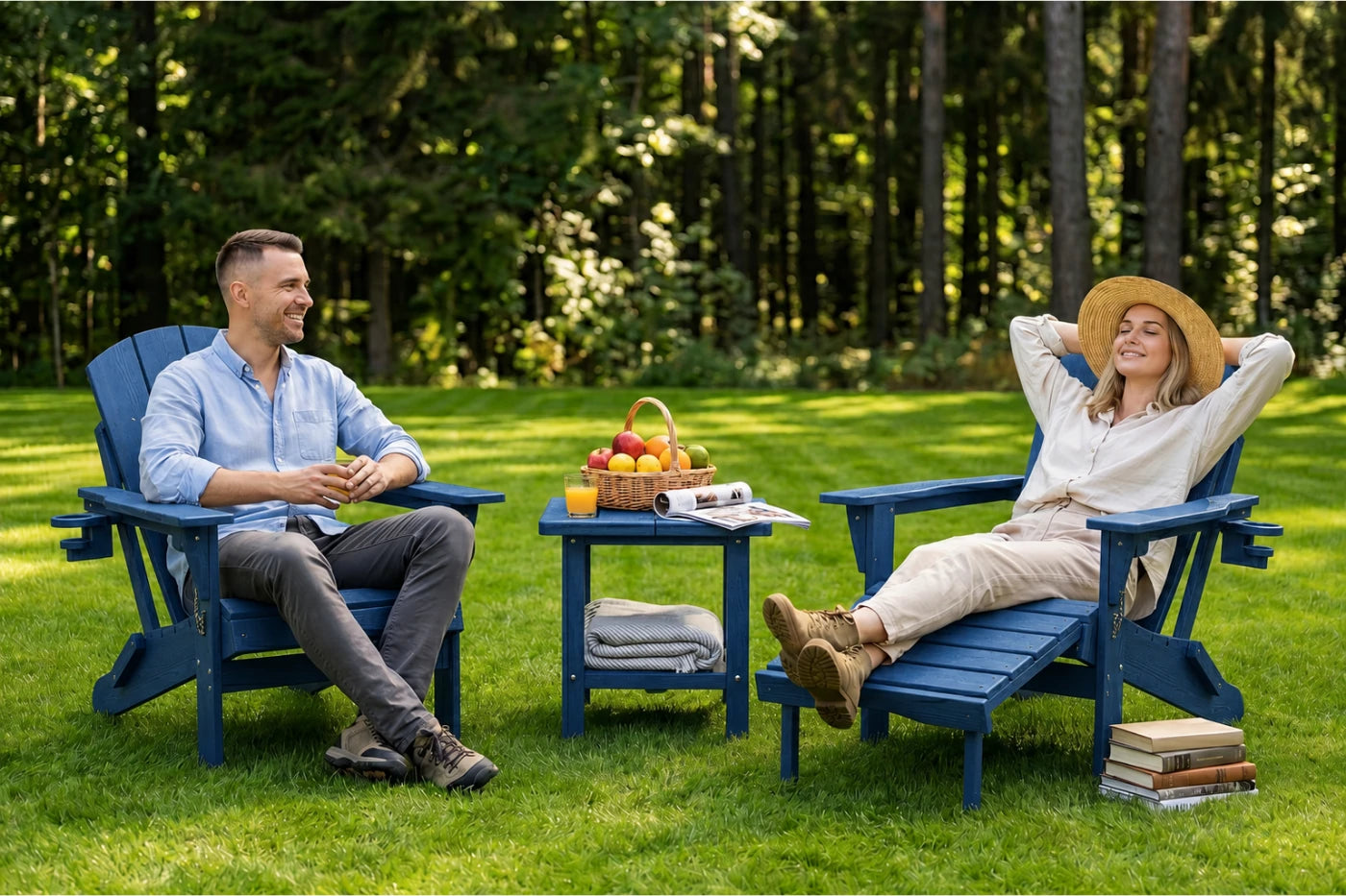 HDPE Reclining Adirondack Chair with Footrest