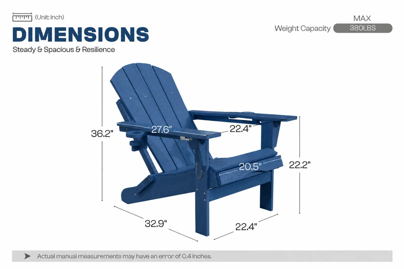 HDPE Reclining Adirondack Chair with Footrest