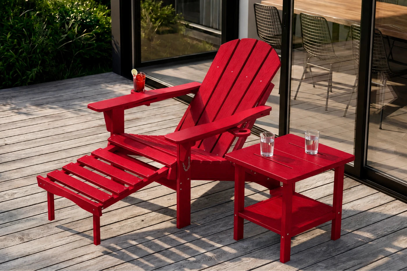 HDPE Reclining Adirondack Chair with Footrest