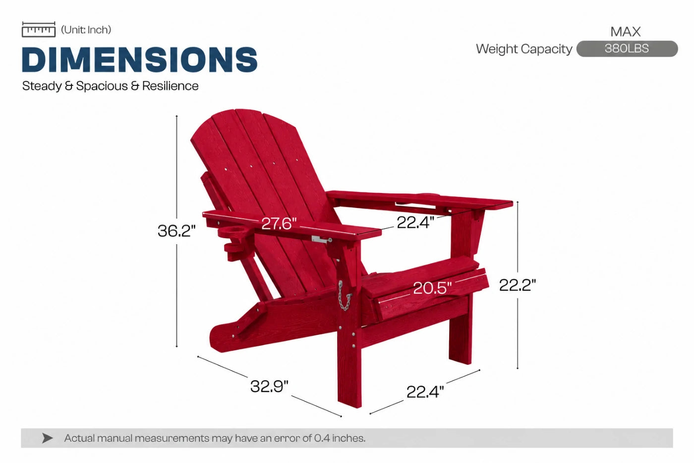 HDPE Reclining Adirondack Chair with Footrest