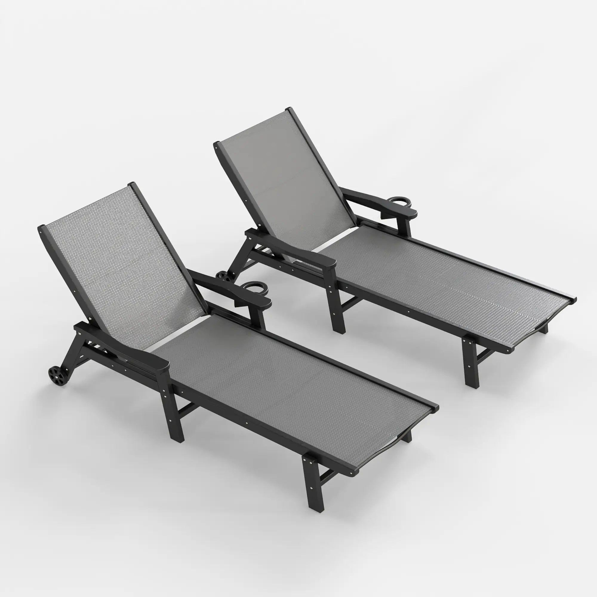 HDPE Outdoor Chaise Lounge with Textilene Fabric