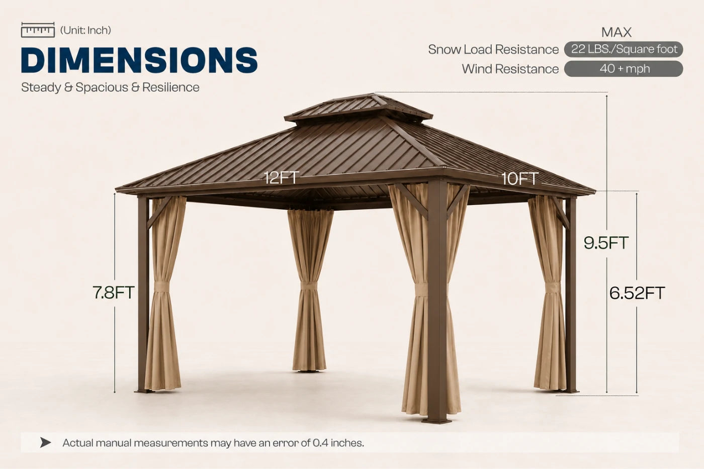 Luxor™ Hardtop Gazebo with Netting and Curtains