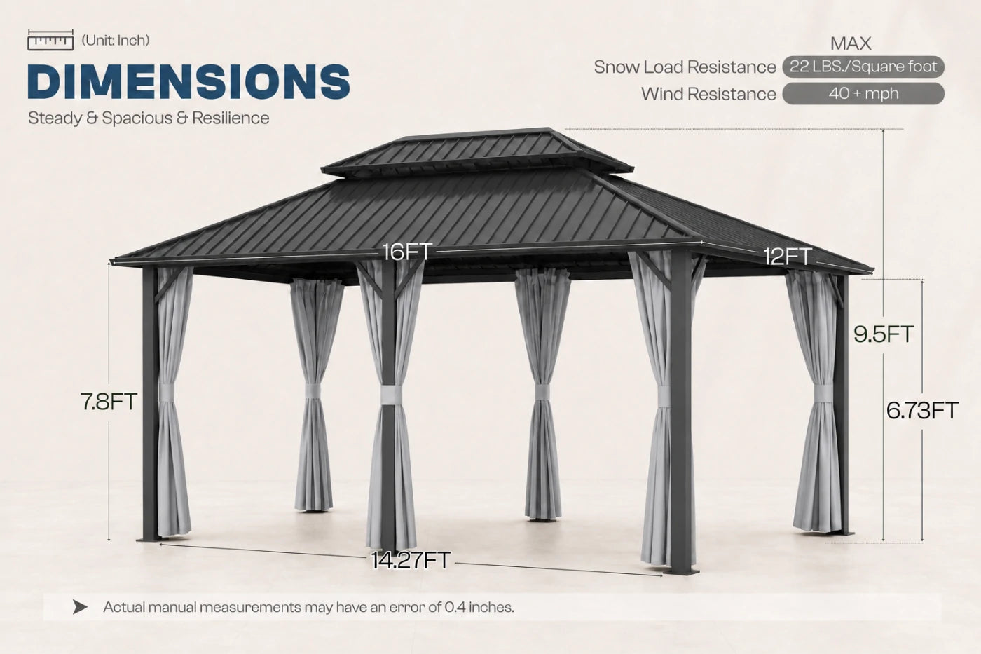 Luxor™ Hardtop Gazebo with Netting and Curtains