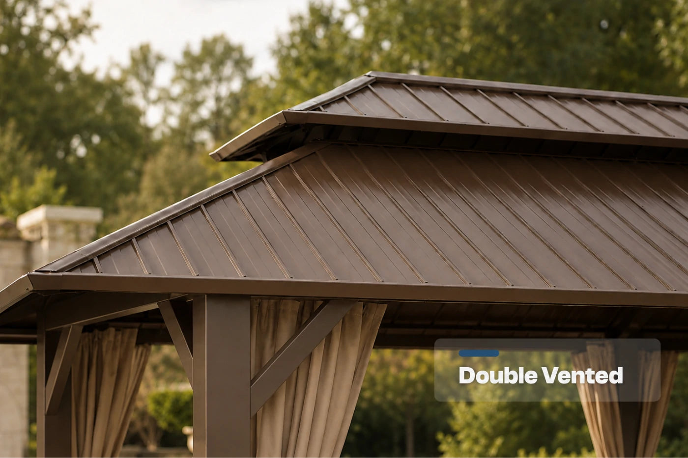 Luxor™ Hardtop Gazebo with Netting and Curtains
